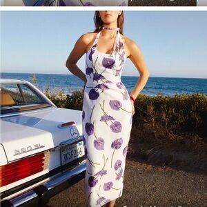Reformation White and Purple Floral Midi Dress